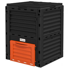 Garden Compost Bin Large Outdoor Compost Container 80 Gallon Fast Creation of Fertile Soil Aerating Compost Box, Easy Assembly, Black