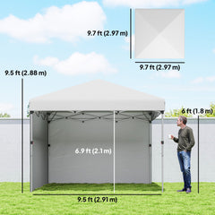 10' x 10' Pop Up Canopy with Sidewalls, Roller Bag, Height Adjustable Instant Tent for Outdoor, Garden, Patio, Black