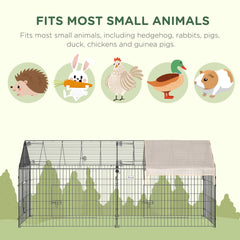 Pet Playpen with Roof, Metal Guinea Pig Cage, Rabbit Pen, Chicken Coop Run, Catio Cat Enclosure with Cover, Doors, Indoor Outdoor for Small Animals, 87" x 41" x 41", Cream