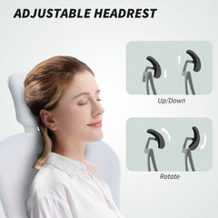 Office Chair, Mesh Computer Desk Chair with Adjustable Headrest, 4D Lumbar Support, Flip-up Arm, Grey