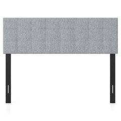 Upholstered Headboard Queen/Full Size Quilted Grid Linen Fabric Bed Frame Mount Panel-Gray