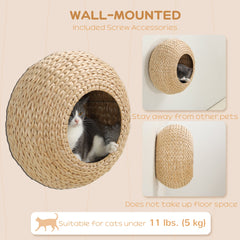 Cat Wall Shelf with Washable Cushion, Wall Mounted Cat Condo Furniture for Indoor Kittens, Beige
