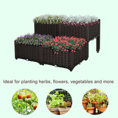1 Piece Raised Garden Bed PP Raised Flower Bed Vegetable Herb Grow Box Stand Brown
