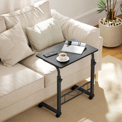 Mobile Standing Desk with Adjustable Height, 23.5 inch Stand Up Desk with Wheels, Natural Wood