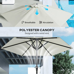 Patio Sun Umbrella, Outdoor Parasol with 6 Ribs, Khaki