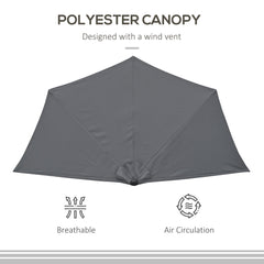 9.8ft Half Umbrella Semi Round Patio Parasol with Crank Handle, Top Vent for Garden, Balcony- NO BASE INCLUDED, Green