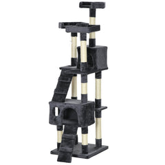 68-inch Multi-Level Cat Scratching Tree Kitty Activity Center Post Tower Condo Pet Furniture w/ Toy Beige