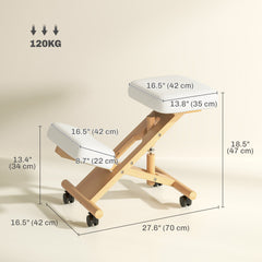 Ergonomic Kneeling Chair, Posture Chair with Rubberwood Frame, Rolling Wheels for Office, Posture Correction, Black