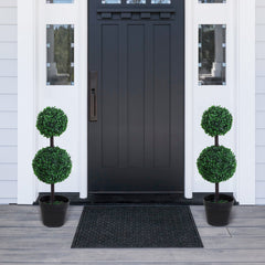 2 Ball Topiary Tree in Pot for Home Decor, Artificial Plant for Home Office, Living Room Decor, Dark Green
