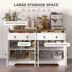 Sideboard Cabinet with 2 Drawers, 4 Barn Doors and 2 Adjustable Shelves, Buffet Table for Living Room, Black