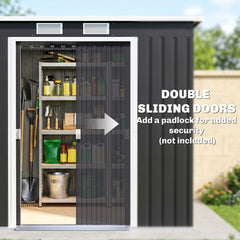 7' x 4' Galvanised Steel Garden Shed, with Foundation Kit - Green