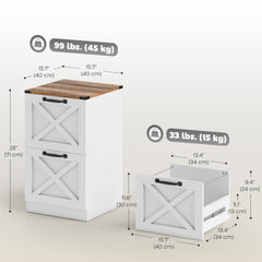 2 Drawer File Cabinet with Silent Slides, Vertical Farmhouse Filing Cabinet Fits Letter/A4 Size Home Office, Black