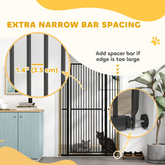 59" Extra Tall Cat Gate, 30"-41" Pet Gate with 2.8" and 5.5" Extensions, for Doorway, Hallway, Stairway, Black