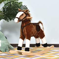 Rocking Horse Plush Pony Children Kid Ride on Toy w/ Realistic Sound (Light Pink)