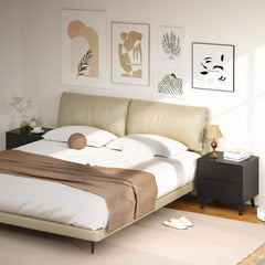 Nightstand, Bedside Table with 2 Drawers, Modern Side End Table with Solid Wood Legs for Bedroom, White