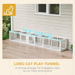 Cat Tunnel, Outdoor Cat Enclosure with Combinable Design, 8 Doors, 98" Kitty Toys for House, Window, Cage, Dark Grey