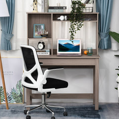 Computer Desk with Hutch, Home Office Table with Storage Shelves and Open Compartments for Writing, Work, Brown