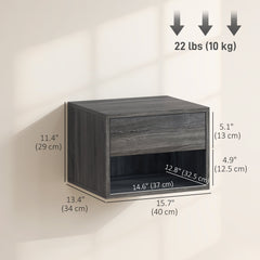Floating Nightstand Set of 2, Wall Mounted Bedside Table with Drawer for Bedroom Black
