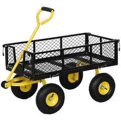 Garden Cart, Utility Wagon Cart with Removable Sides, Convert into Flatbed, 10" Wheels, 180° Rotating Handle, Green