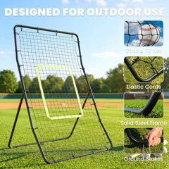 4 x 5.7ft Volleyball Rebounder Net with Strike Zone, Baseball Lacrosse Training Net for Pitching and Fielding
