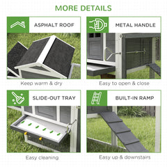 117" Extra Large Chicken Coop with Asphalt Roof, Wooden Hen House with Slide-out Tray, Quail Hutch with Nesting Box, Orange