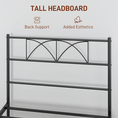 Metal Full Platform Bed Frame with Headboard, Steel Slat Support, Underbed Storage, No Box Spring Needed, Easy Assembly