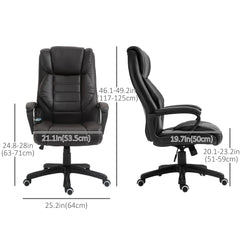 Massage Office Chair, High Back Executive Office Chair with 6-Point Vibration, Timer, Adjustable Height, Swivel Seat and Rocking Function, Black