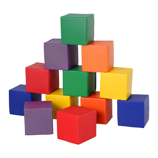 12 Piece Soft Play Blocks Soft Foam Toy Building And Stacking Blocks - Multicolours