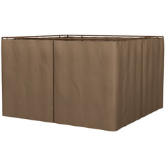 Gazebo Curtains, 10' x 10' Universal Replacement Privacy Curtain, 4-Panels Sidewall with Hooks/C-Rings, Brown