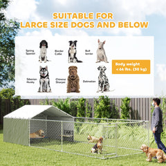 Galvanized Steel Dog Kennel Outdoor with Waterproof & UV-Resistant Cover for Large Dogs, 13.1' x 7.5' x 7.5'