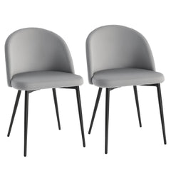 Set of 2 Mid-Back Dining Chair, Mid-Back Velvet-touch Upholstery Kitchen Chair for Living Room Dining Room, Dark Blue