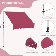6.6'x5' Manual Retractable Patio Awning Sun Shelter Window Door Deck Canopy, Water Resistant UV Protector, Black