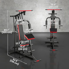 Home Gym Equipment, Multifunctional Weight Machine with Pulley System for Full Body Strength Training, Black