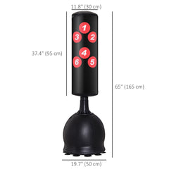 65" Freestanding Boxing Punching Bag with Refilled Base and Suction Cups, Black