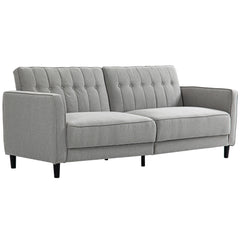 Convertible Bed with Couch, Button Tufted Fabric Sofa Bed with Adjustable Back for Living Room, Charcoal Grey