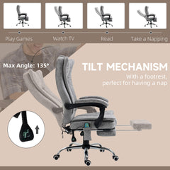 Office Chair 6-point Vibration Massage Chair Micro Fiber Recliner with Retractable Footrest Black