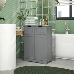 Bathroom Cabinet, Bathroom Storage Cabinet with 2 Drawers, Adjustable Shelf for Living Room, Entryway, White