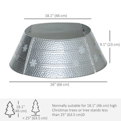 26" Christmas Tree Base Cover, Christmas Tree Collar with Hollow Snowflake Pattern for Holiday, Party, Silver