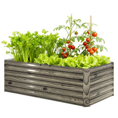 6' x 3' x 2' Raised Garden Bed, Galvanized Planter Box for Growing Flowers, Herbs and Vegetables, Brown