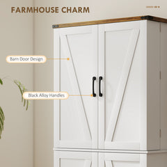 72" Kitchen Pantry Cabinet, Farmhouse Storage Cabinet with 4 Doors, Drawer, 8 Door Shelves and Adjustable Shelf, Black