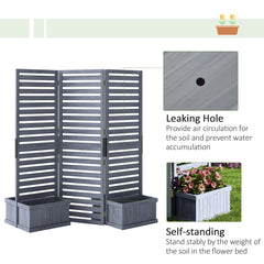 Outdoor Privacy Screen Wood Privacy Panel with 4 Planter Boxes, Raised Bed with 3 Panels, Drainage Holes, Natural