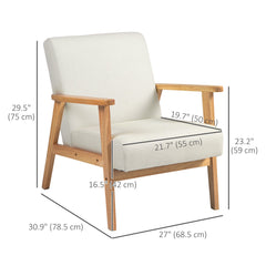 Mid-Century Modern Accent Chair Retro Fabric Armchair Wooden Arm Upholstered Lounge Chair for Living Room Floral