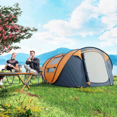 4 Person Camping Tent, Easy Pop Up Tent with Doors, Windows and Carry Bag, Automatic Setup Tent for Hiking, Blue