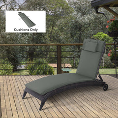 Lounger Chair Cushion ONLY with Thick Padded, Headrest, Cream White
