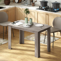 47" Kitchen Table for 4-6 People, Dining Table with Wood Effect for Dining Room, Black