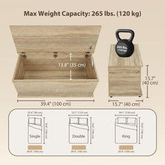39.5" Storage Chest with 2 Safety Hinges, Storage Box Organizer with Flip-Top Lid, Entryway Storage Bench, Black