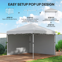 10' x 10' Pop Up Canopy with Sidewalls, Roller Bag, Height Adjustable Instant Tent for Outdoor, Garden, Patio, Black