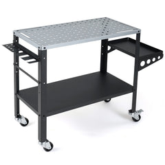 Welding Table 36x18 inches with Lockable Wheels and 144 Fixture Holes and Tool Slots