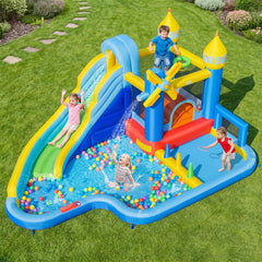 Windmill Themed Inflatable Water Park with Two Splash Pools and 680W Blower