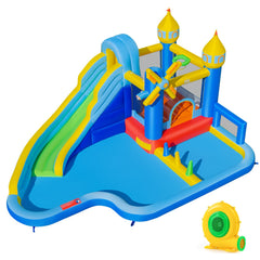 Windmill Themed Inflatable Water Park with Two Splash Pools and 680W Blower